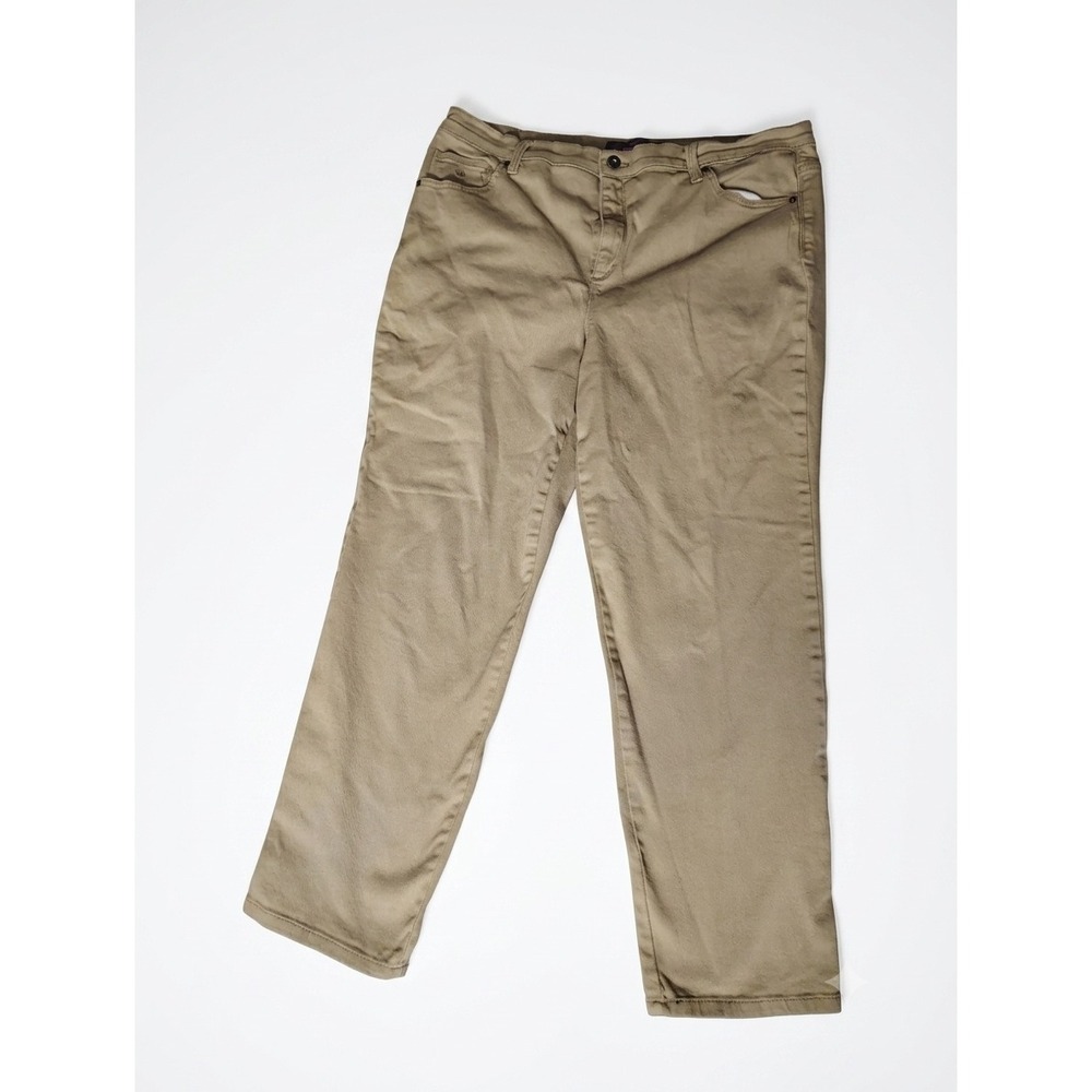 Gloria Vanderbilt Amanda Classic Tapered Khaki Pants Tan Women 16W Stretch